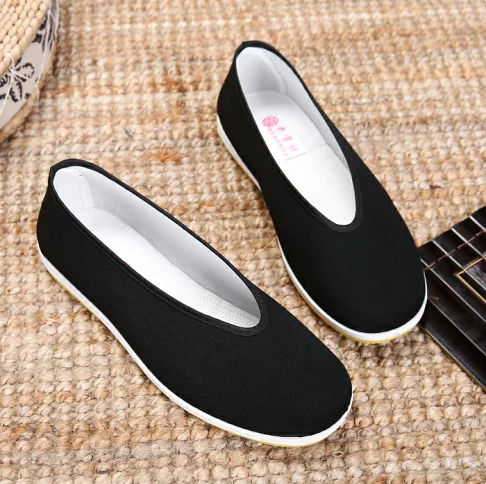 Black Traditional Cloth Slip-On Shoes