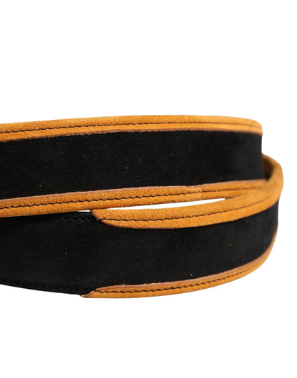 Dolce & Gabbana Men Black Orange Polyester Metal Buckle Belt