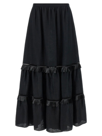 Kiton Black Linen Mini Skirt