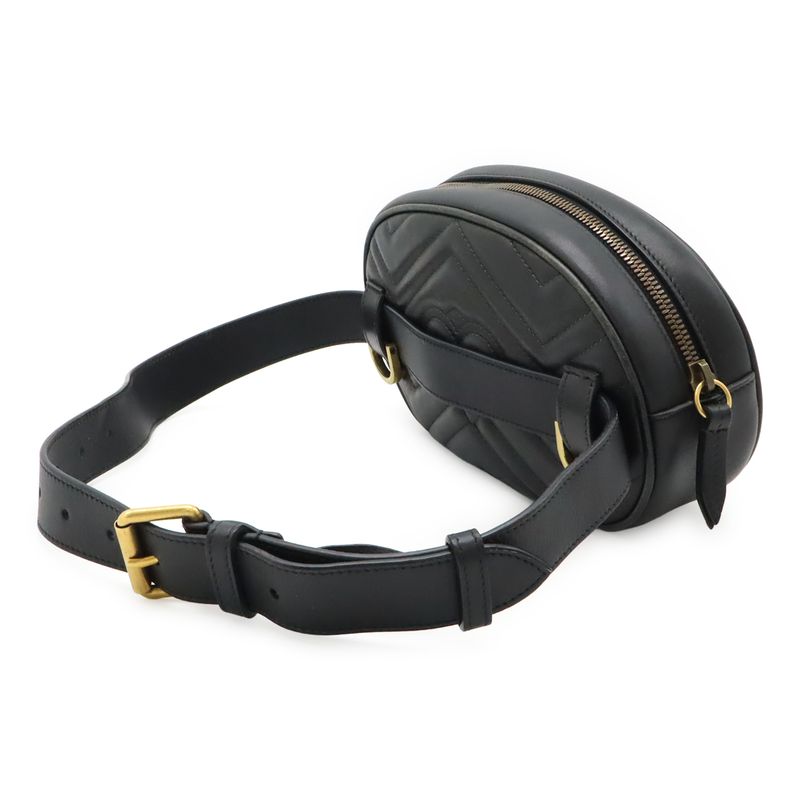 Gucci GG Marmont Belt Bag Body Waist Pouch Quilted Leather Black