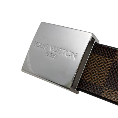 Louis Vuitton Belt Ceinture Carre Damier Ebene Logo Buckle Silver
