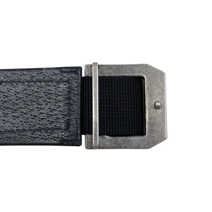 Gucci Belt Jumbo GG Nylon Leather Black Silver