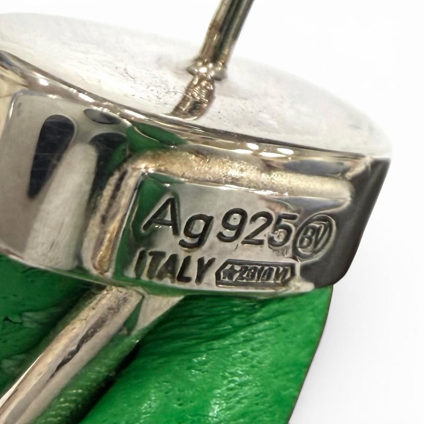 Bottega Veneta 925 Leather Twist Earrings Green Silver