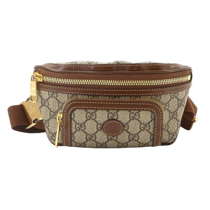 Gucci Interlocking Belt Bag Waist Pouch GG Supreme Leather Beige Brown