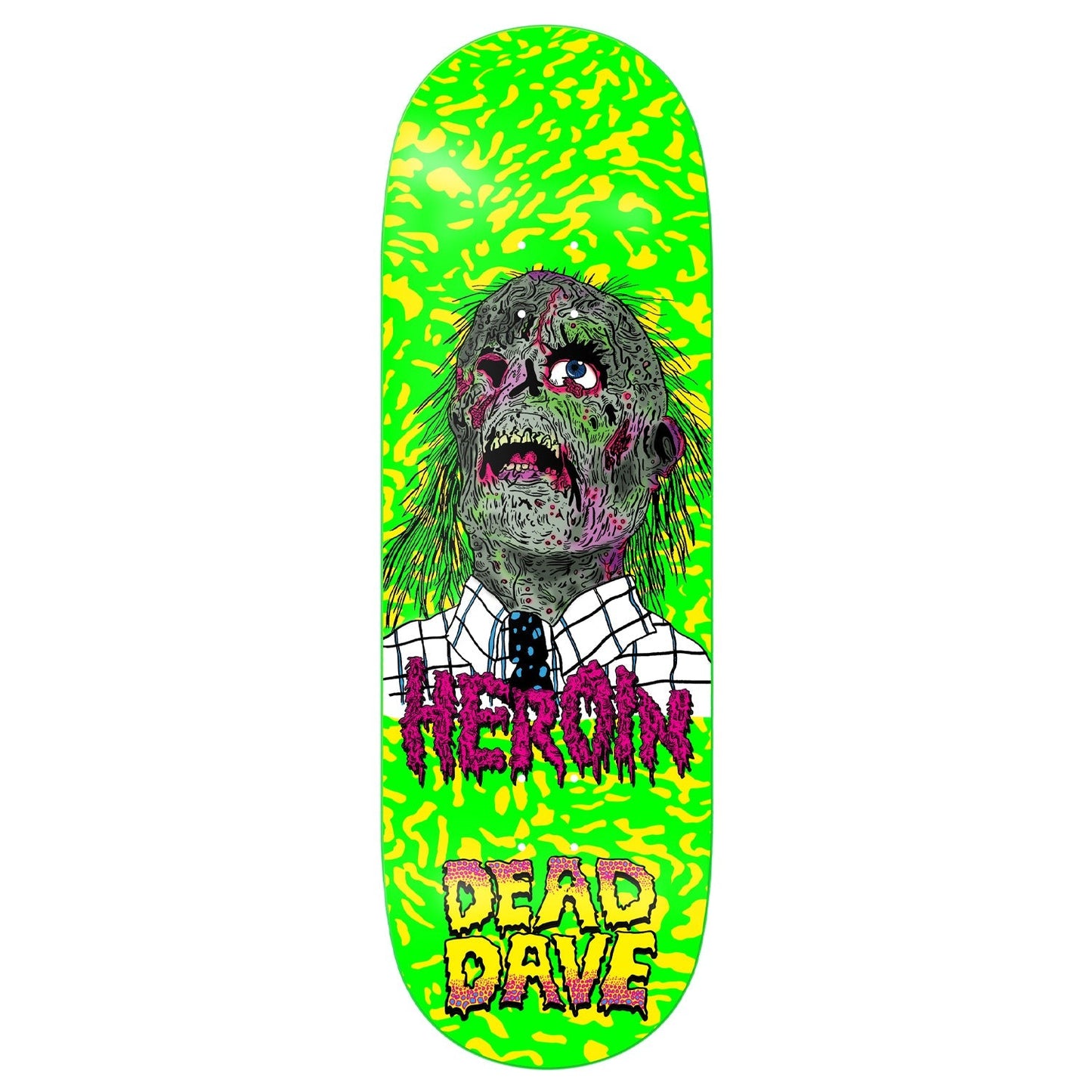 Heroin Skateboard Deck Dead Dave Dead Head Green 10.125" x 32.425"