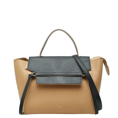 Celine Belt Bag 2-Way Beige Black Leather