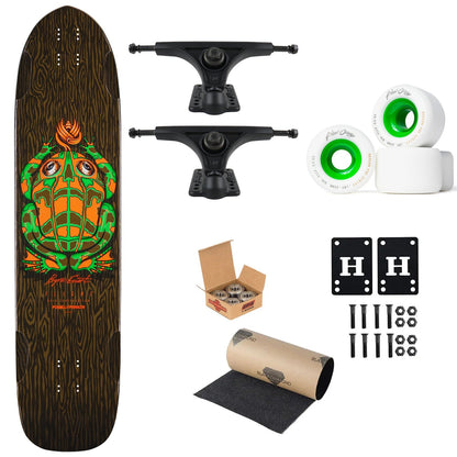 Powell Peralta Premium Flight Longboard Essert Frog 9" Slant Trucks, Blood Orange Wheels, Independent Bearings