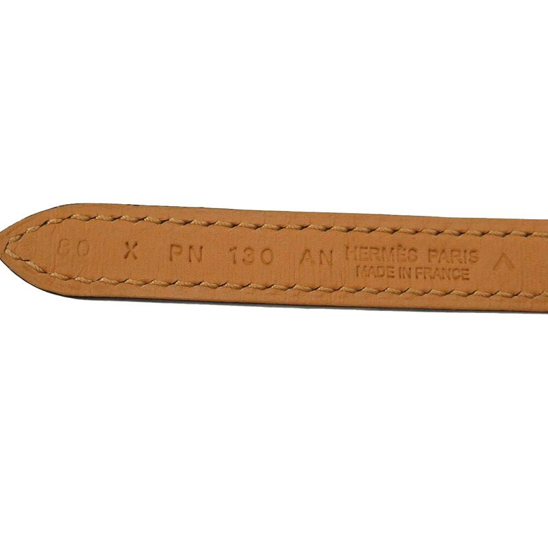 Hermes Serie Engraved Polosus Gold Hardware Green Brown Belt 0131