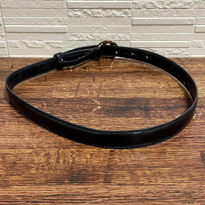 Gucci GG Interlocking Buckle Leather Belt Silver Black